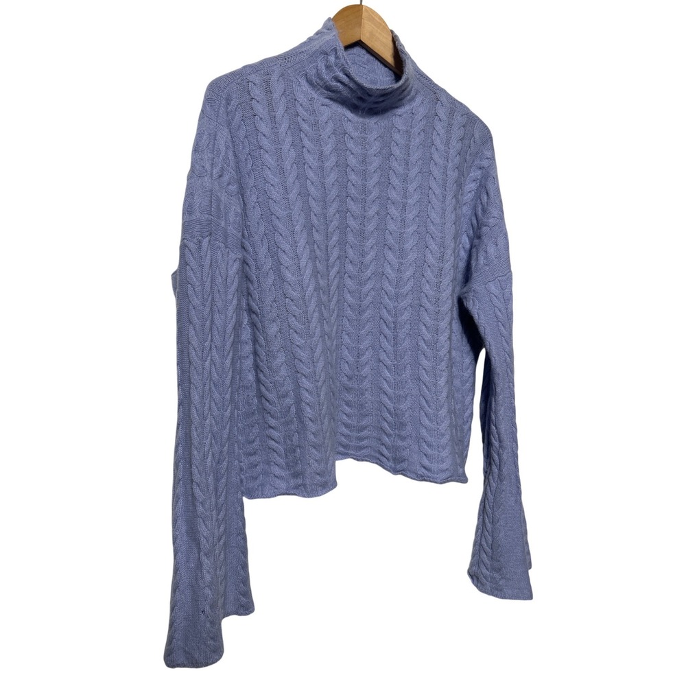 Antonio Melani 100% Cashmere Cable Knit Bell Sleeve Sweater Light Purple Size L